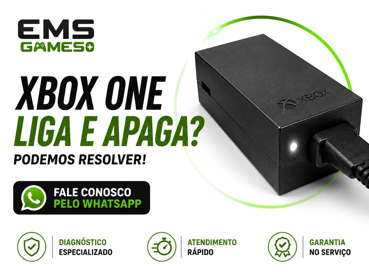 Fonte de Xbox one liga e apaga ou desliga