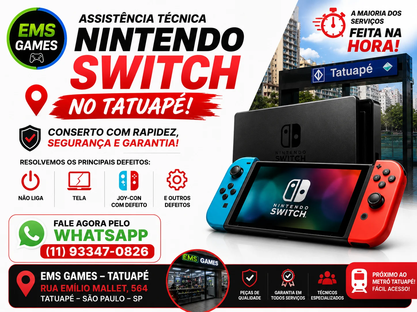 assistência técnica Nintendo Switch Tatuapé
